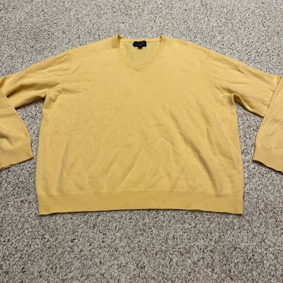 Club Room Men's 100% Cashmere V Neck Sweater Sz XXL Butter Yellow Quiet Luxury - Picture 1 of 5